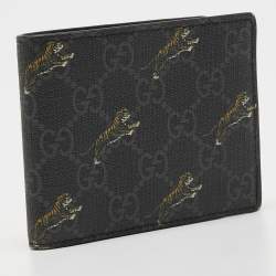 Gucci Black GG Supreme Canvas Tiger Print Bifold Wallet Gucci The