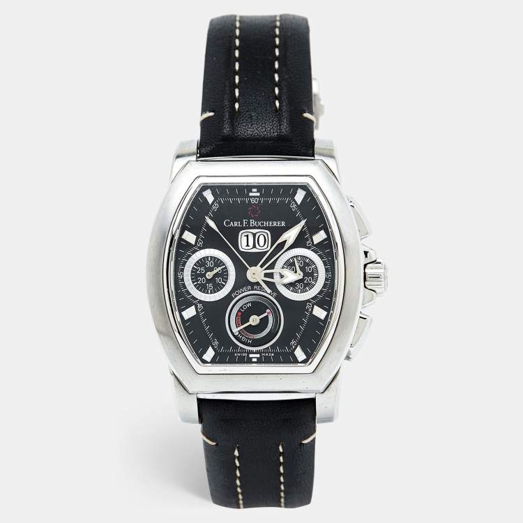 Carl F Bucherer Black Stainless Steel Leather Patravi T Graph