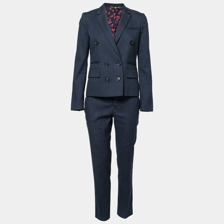 Gucci Navy Blue Linen Pant Suit M Gucci The Luxury Closet