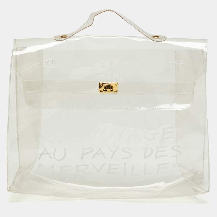 Hermes Transparent Vinyl Souvenir De L Exposition Kelly 40 Bag Hermes