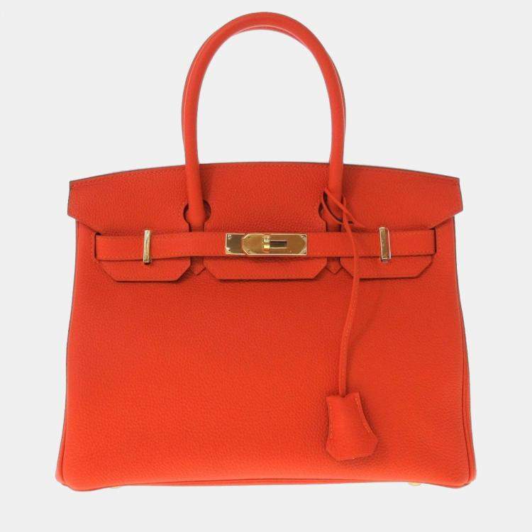 Hermes Orange Togo Leather Gold Hardware Birkin 30 Bag Hermes The