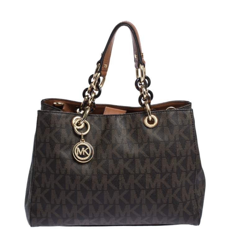 Michael Michael Kors Brown Signature Coated Canvas Medium Cynthia Tote