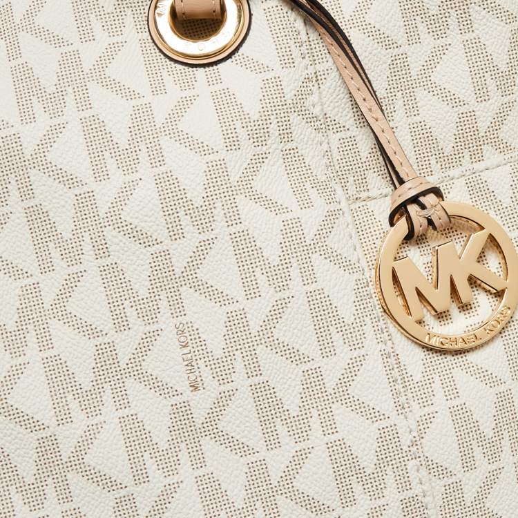 MICHAEL Michael Kors White Signature Coated Canvas And Leather Jet Set