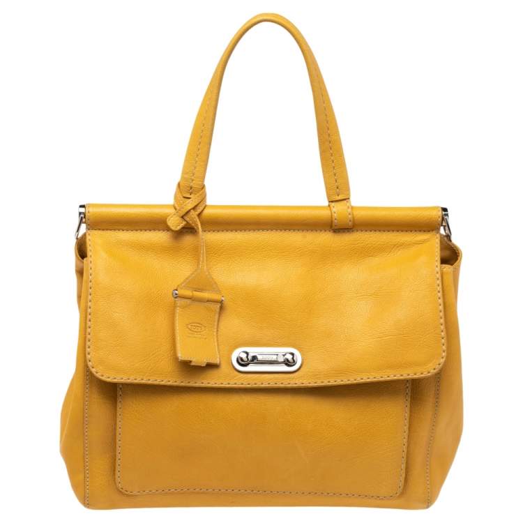 Tod S Yellow Leather Top Handle Bag Tod S The Luxury Closet