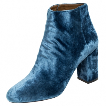 aquazzura blue velvet boots
