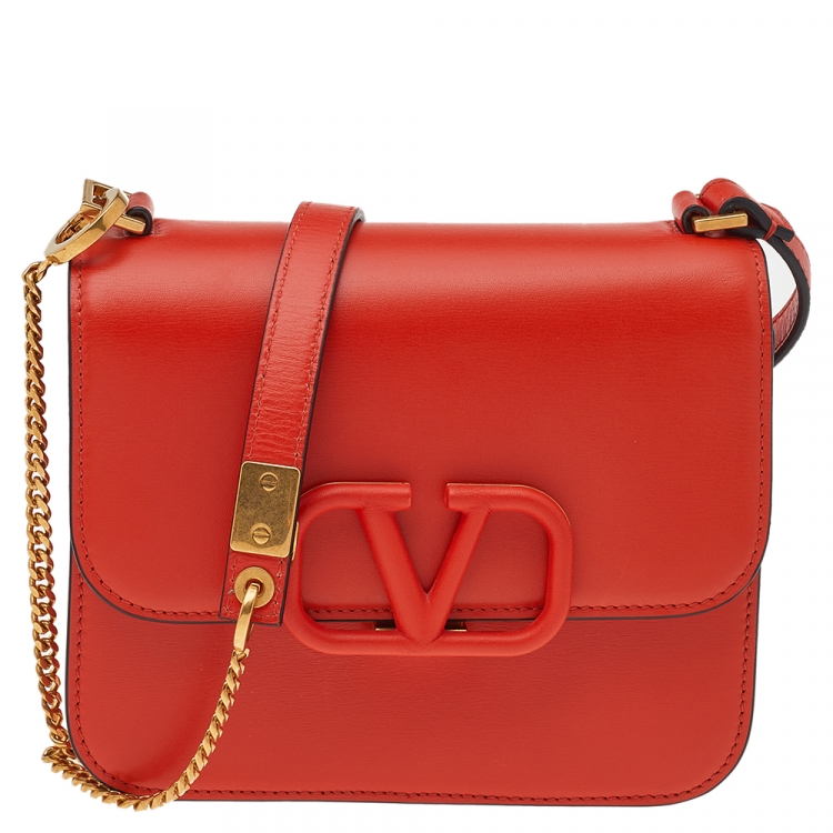 Valentino Orange Leather Small VSling Shoulder Bag Valentino The