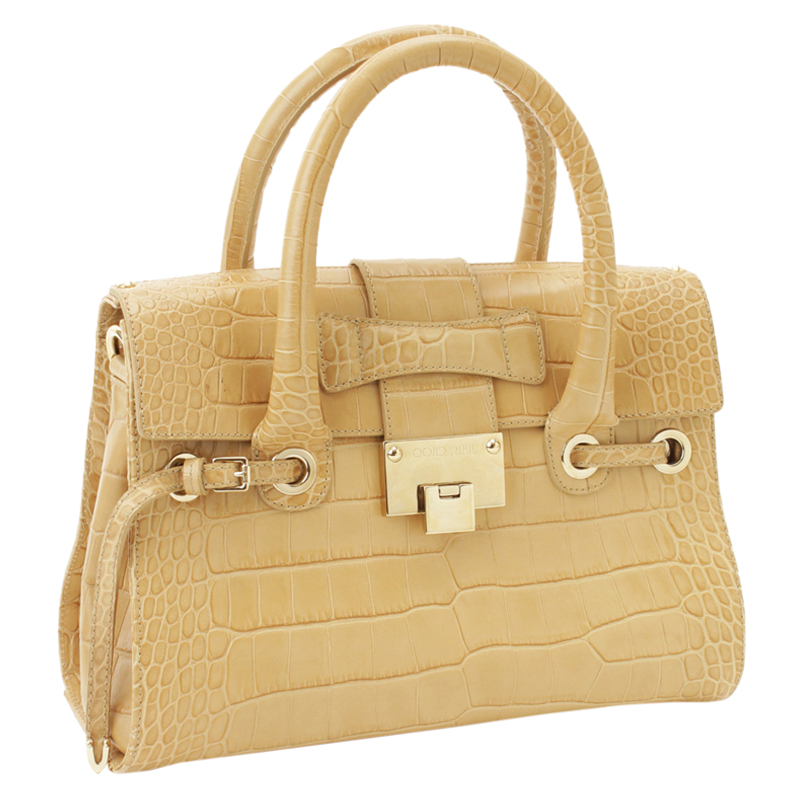 Jimmy Choo Beige Croc Embossed Leather Small Rosalie Top Handle Bag
Jimmy Choo Beige Croc Embossed Leather Small Rosalie Top Handle Bag