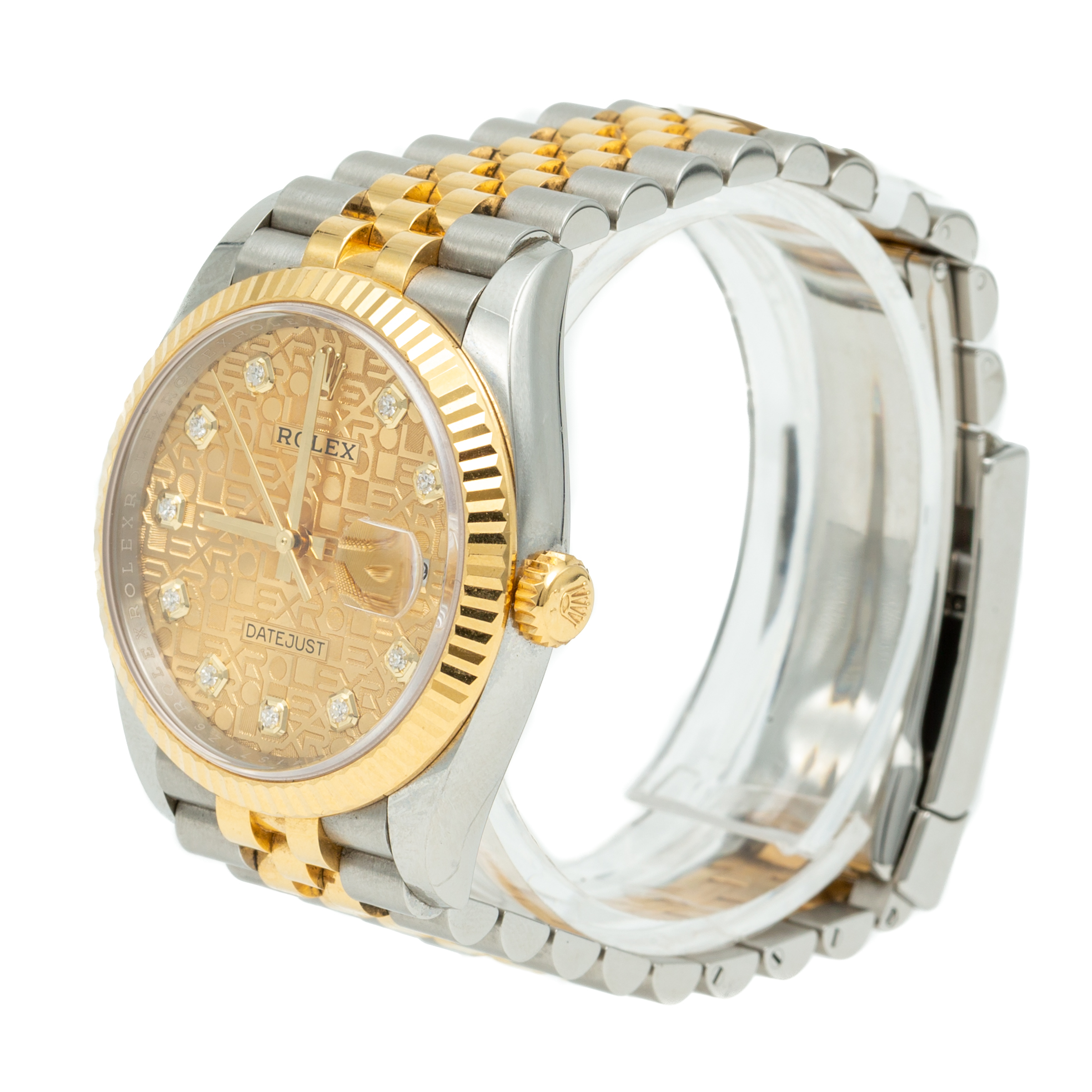 Rolex Date-Just Steel & Yellow Gold Diamond Bezel Watch 36MM