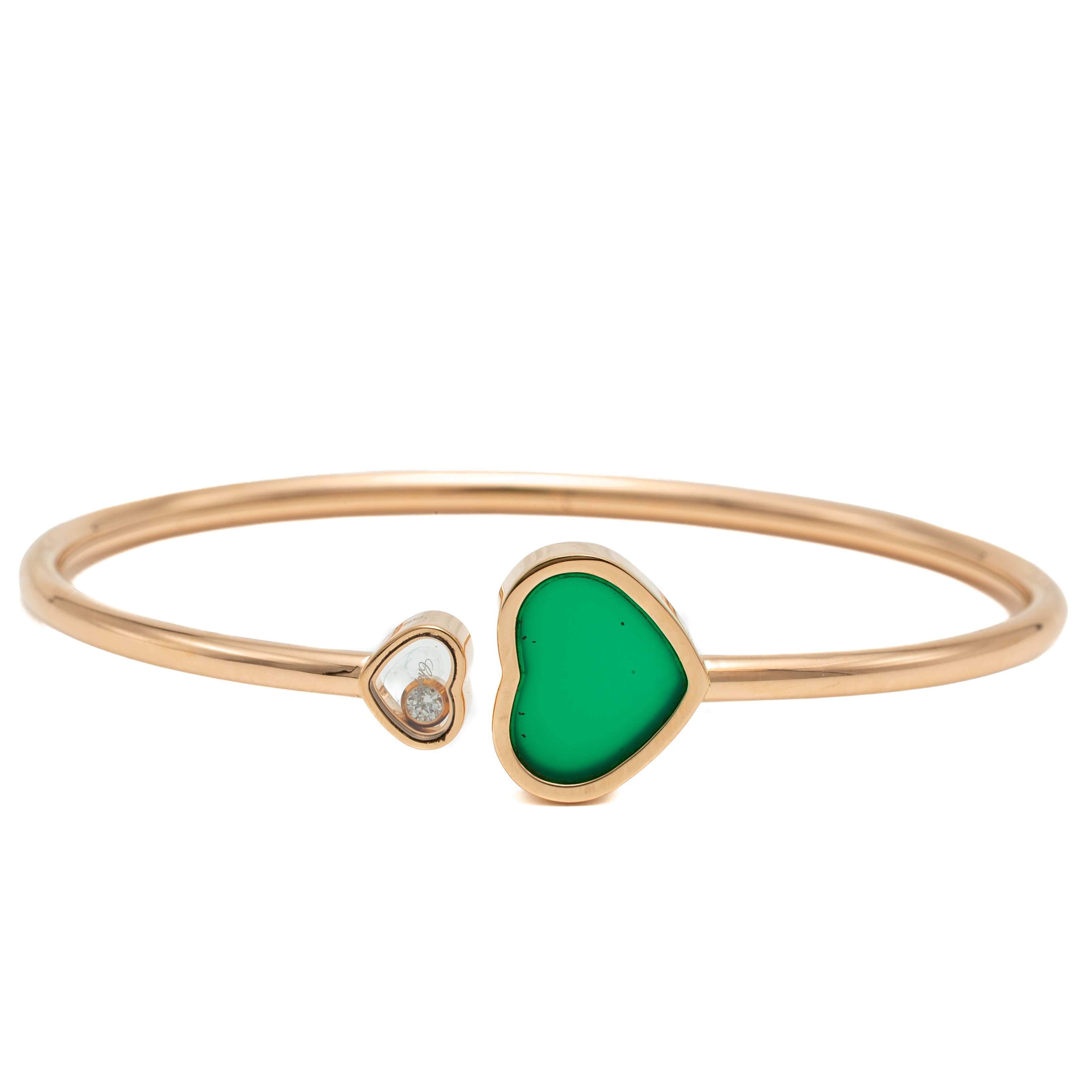 Chopard Rose Gold Green Happy Hearts Diamond Bracelet Small Size female 18k Rose Gold
