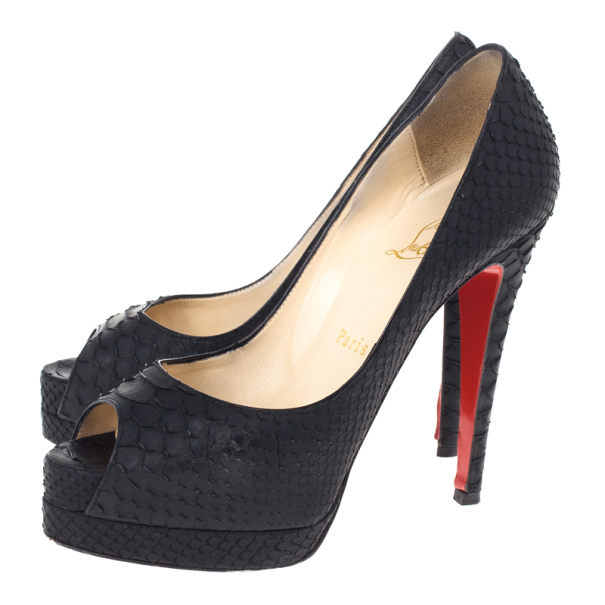 LC - Buy \u0026amp; Sell - Christian Louboutin Black Python Altadama Peep ...