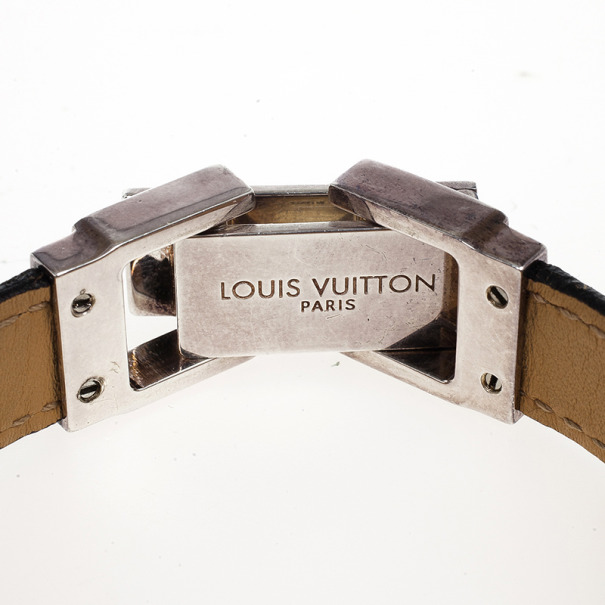 Louis Vuitton Black Leather Silver Clasp Unisex Bracelet 18 CM Buy & Sell LC