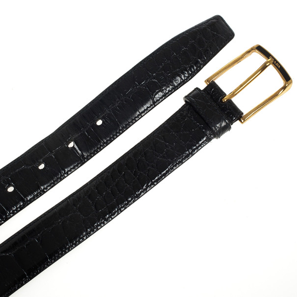 LC - Buy \u0026amp; Sell - Prada Black Patent Crocodile Leather Belt 95 CM  