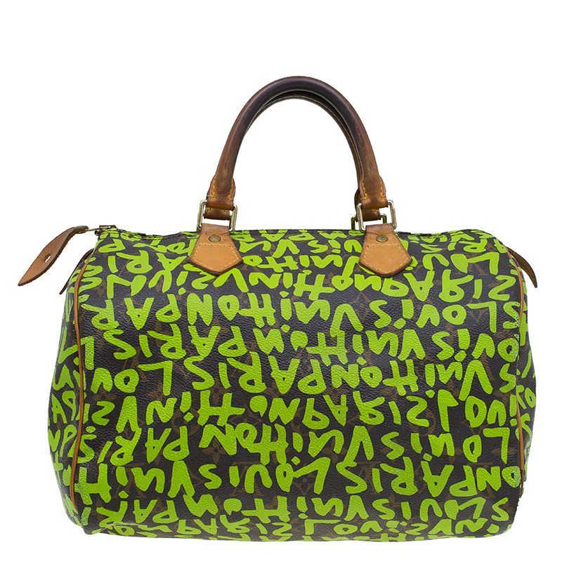 Louis Vuitton Speedy - Edition Graffiti Handbag in Green Monogram