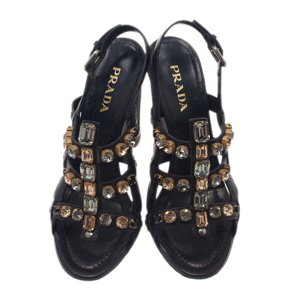 prada black strappy heels