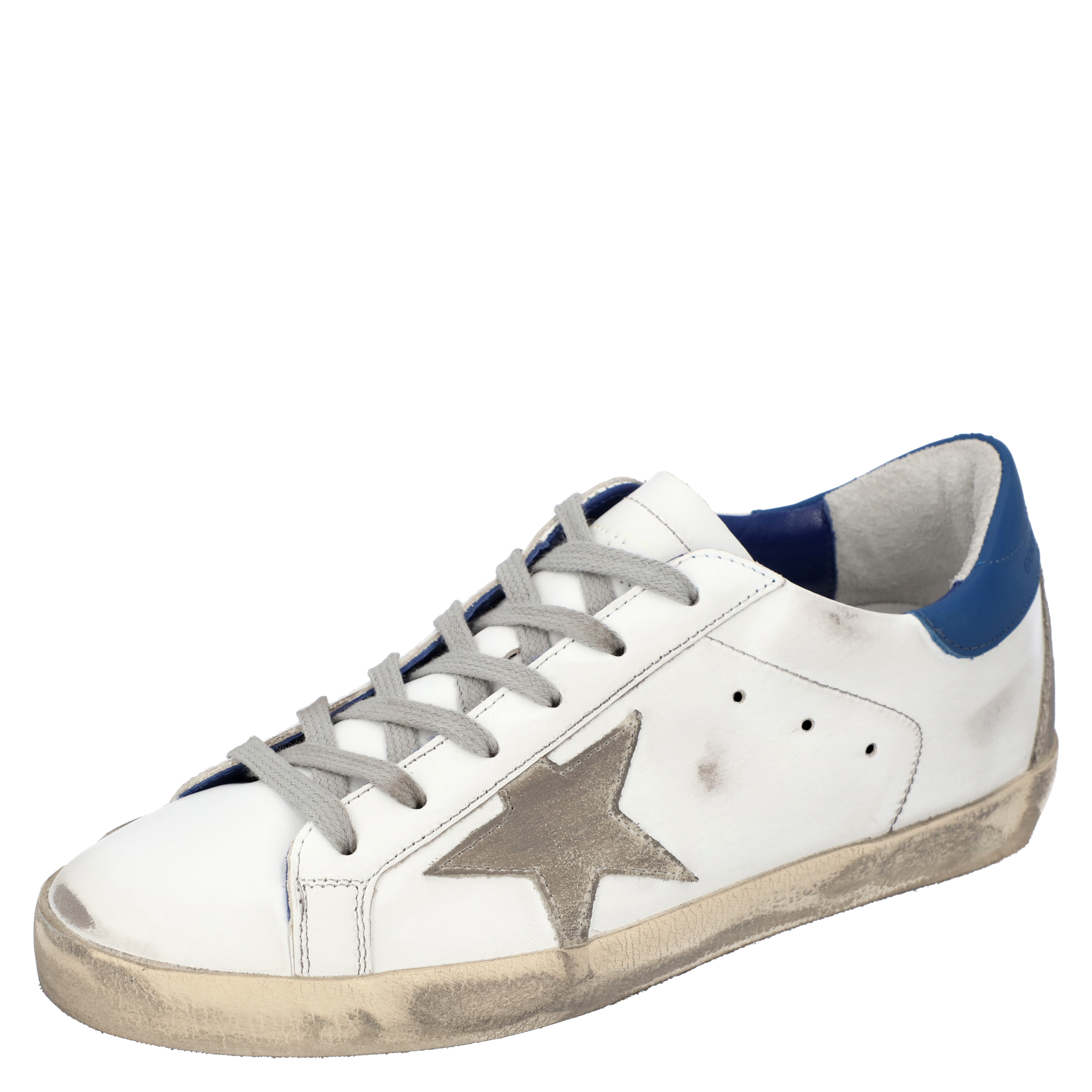Golden Goose White/Blue Leather Superstar Sneakers Size EU 39