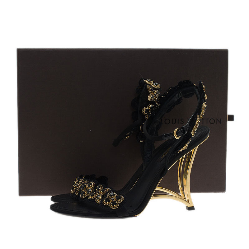 Louis Vuitton Black and Gold Limited Edition Sandals Size 37 - Buy & Sell - LC
