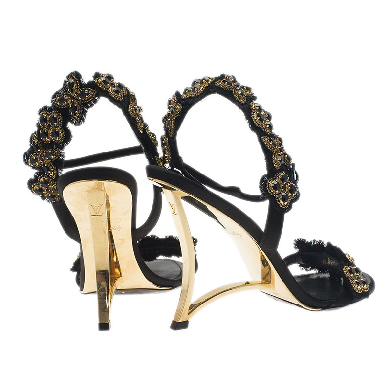 Louis Vuitton Black and Gold Limited Edition Sandals Size 37 - Buy & Sell - LC