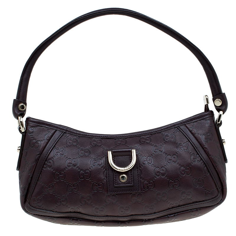 Gucci Dark Brown Guccissima Leather Abbey D Ring Pochette Bag - Buy & Sell - LC