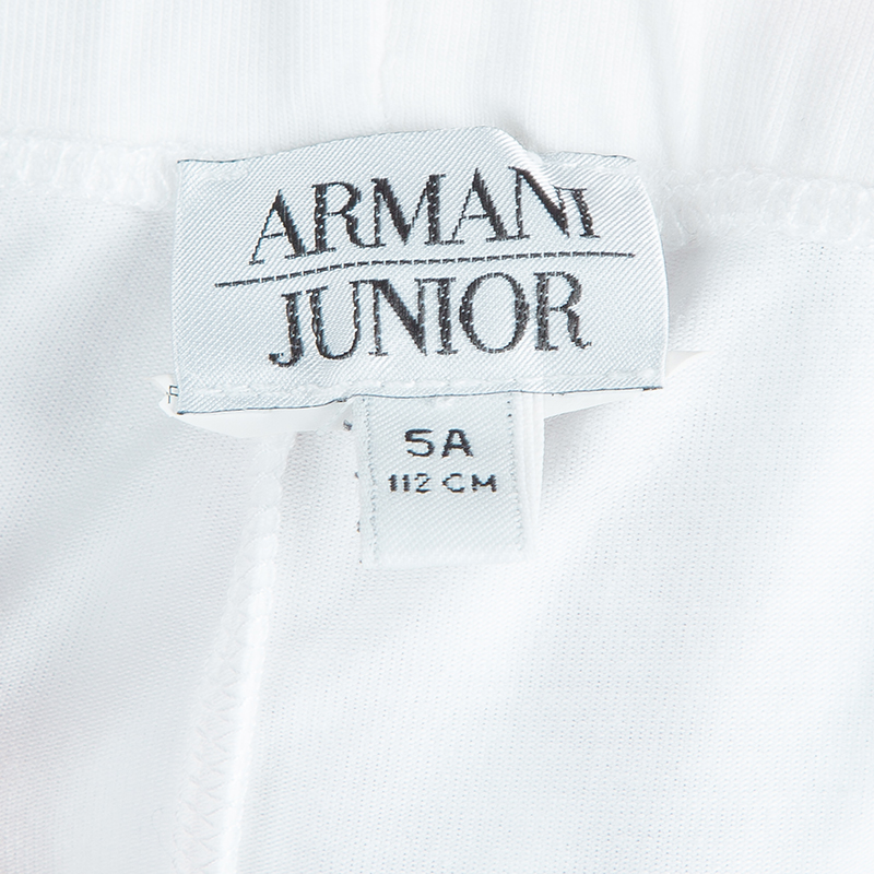 Armani Junior White Swarovski Logo Detail Leggings 5 Yrs