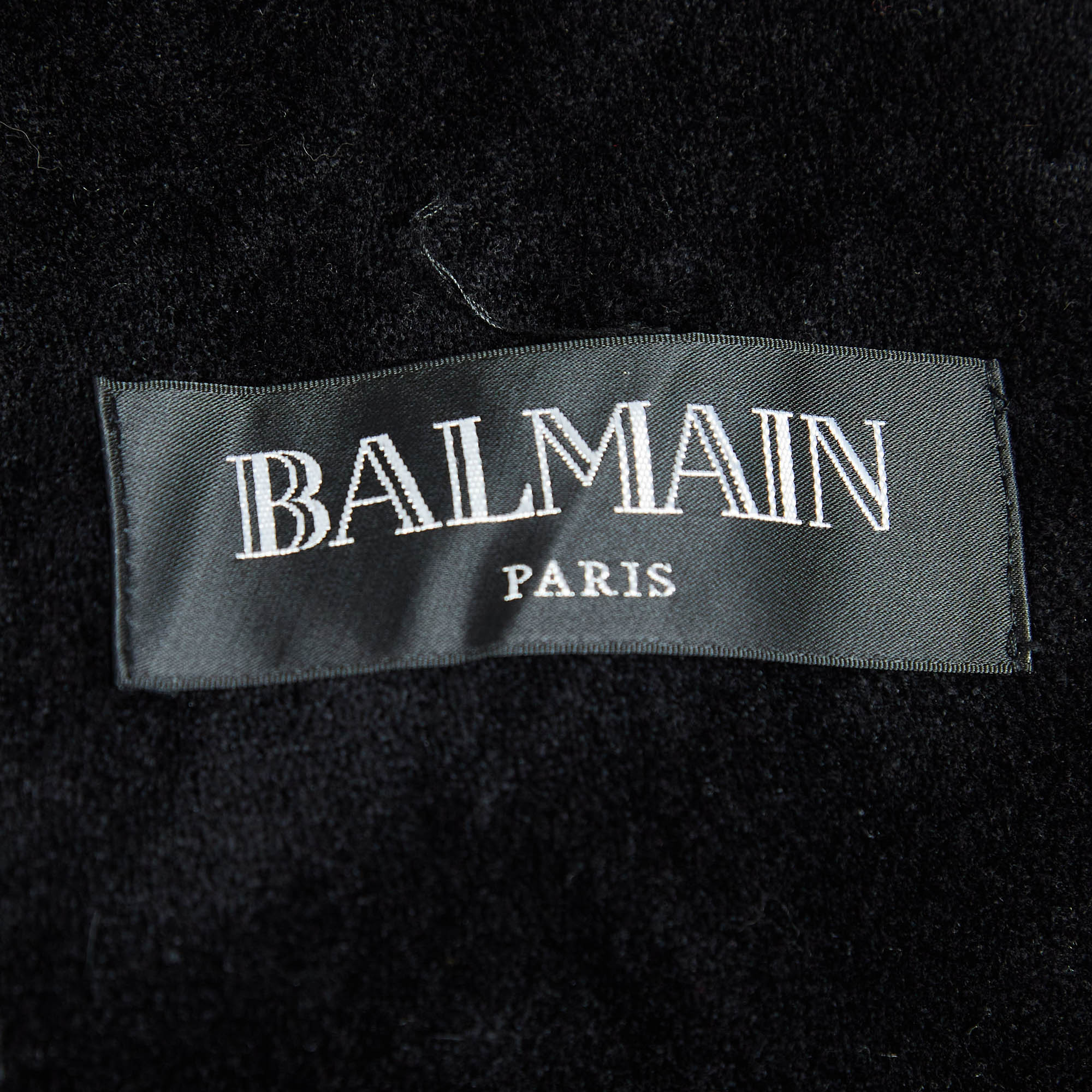 Balmain Black Velvet Double Breasted Button Detail Hoodie 8A