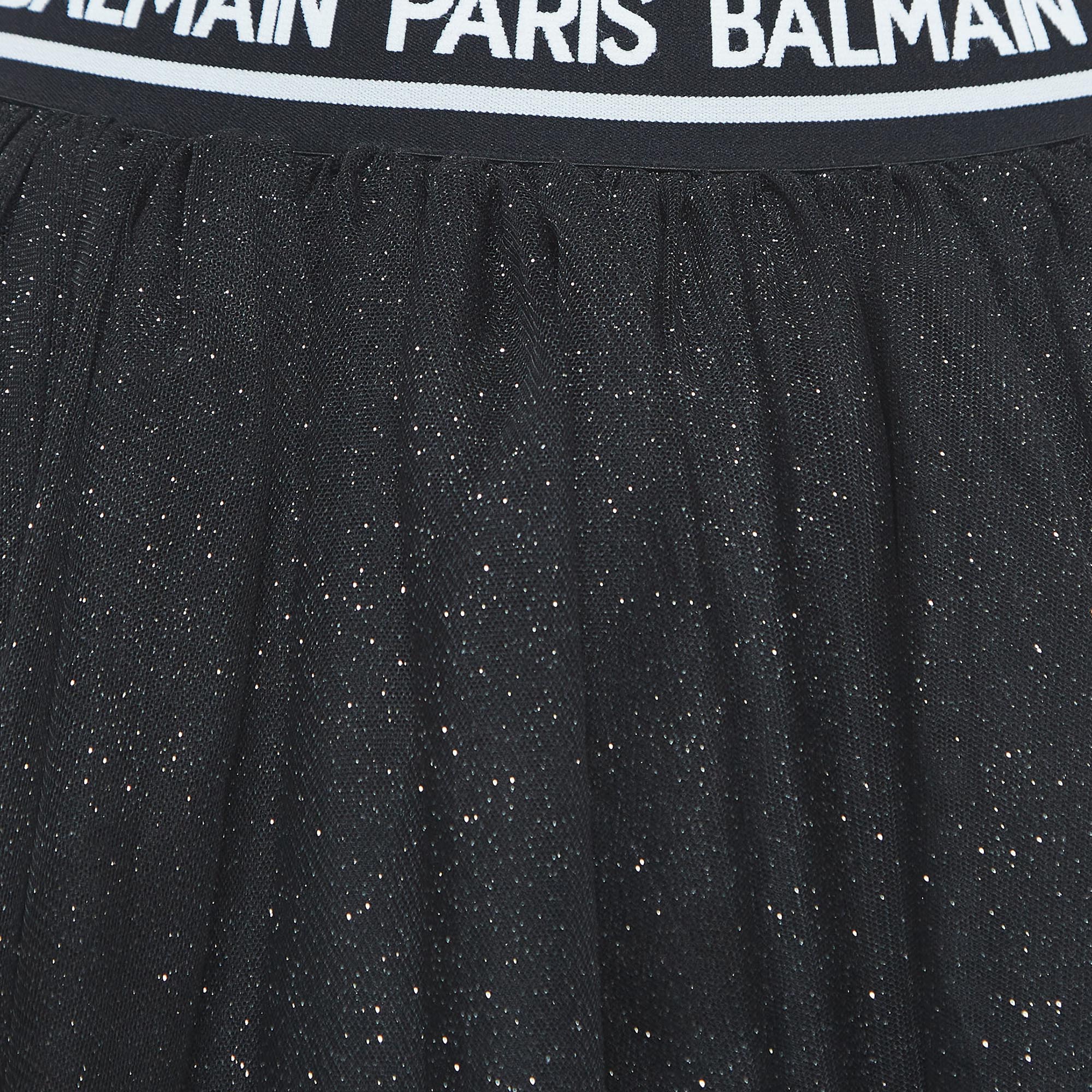 Balmain Black Glitter Tulle Tiered Skirt (14 Yrs)