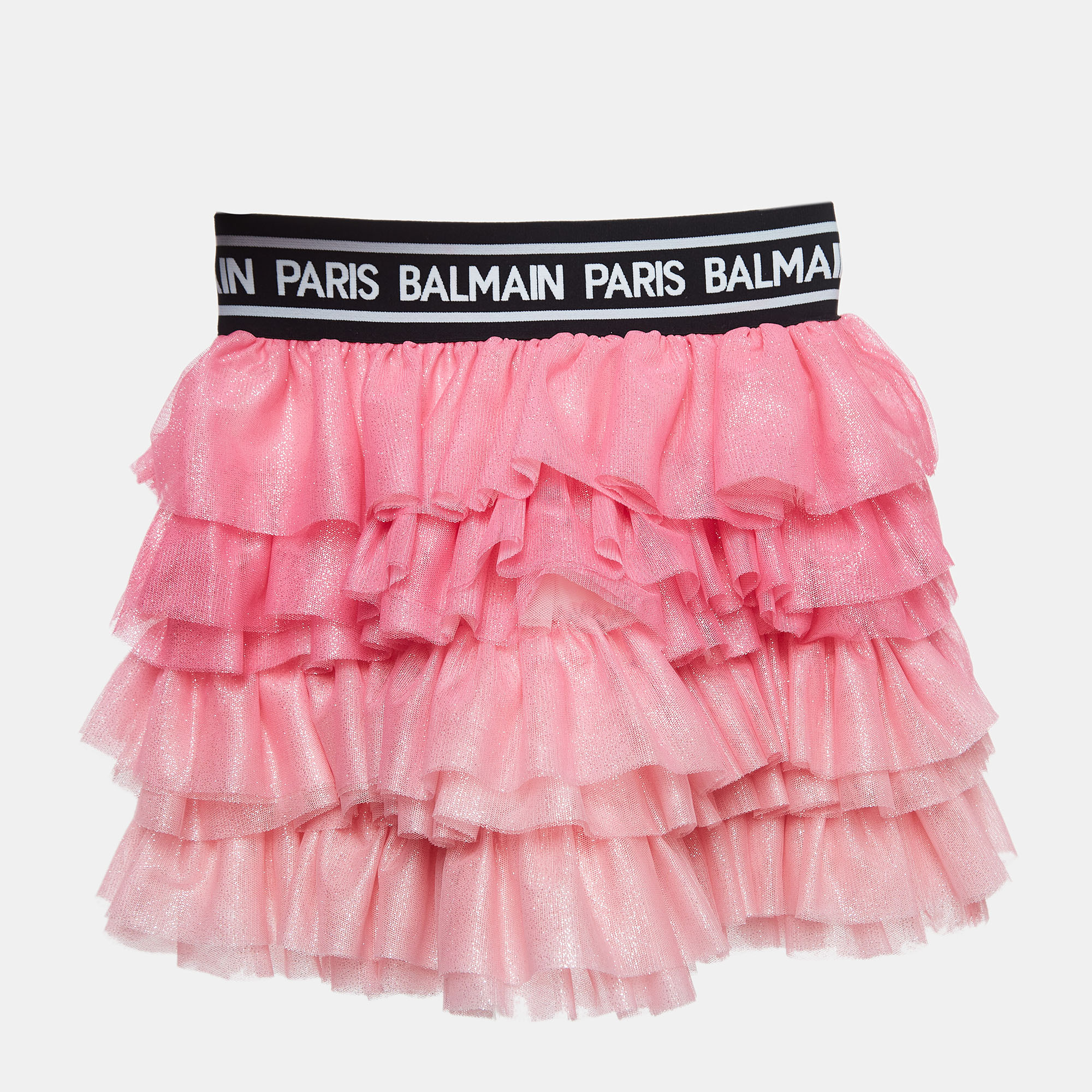 Balmain Pink Glitter Tulle Tiered Skirt (12 Yrs)