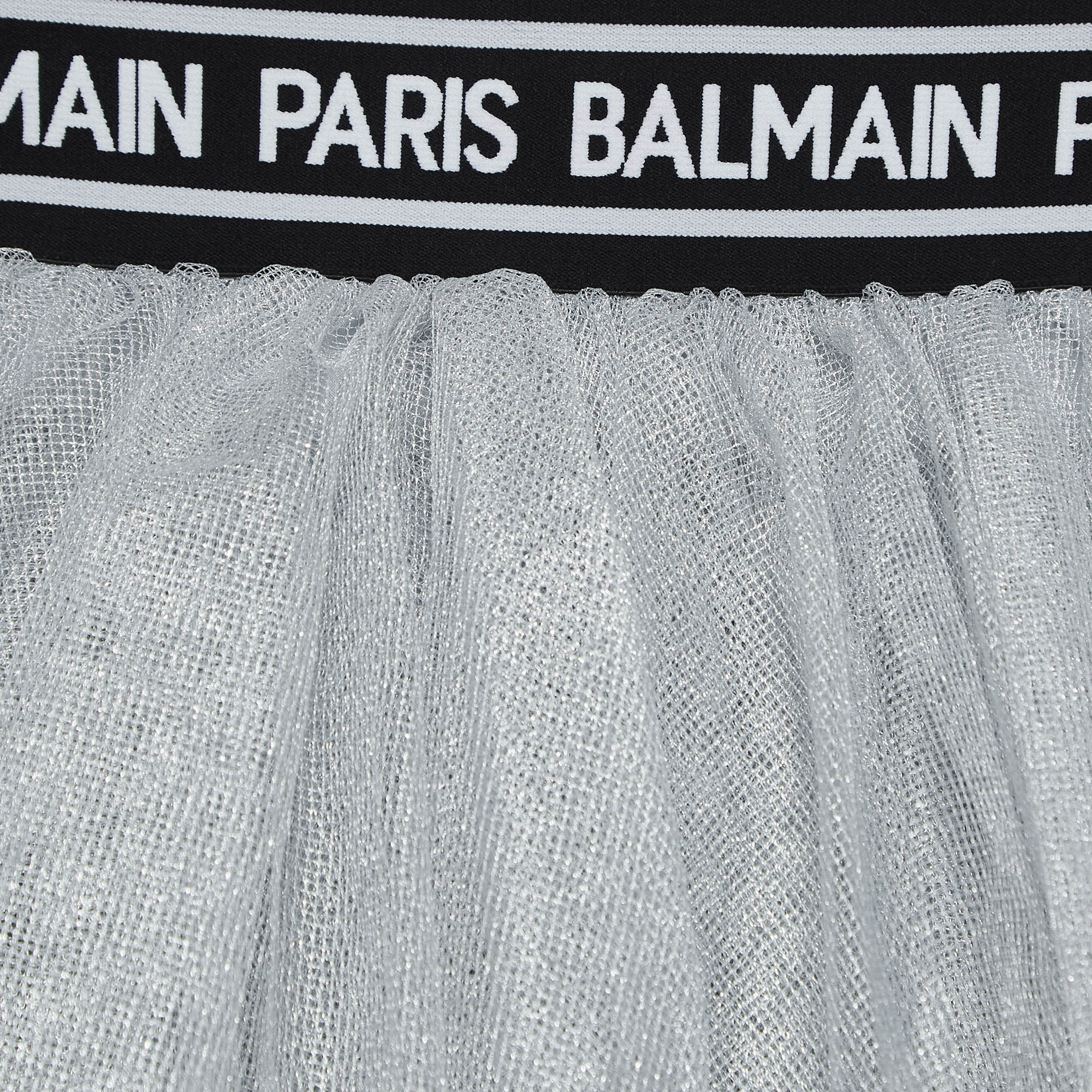 Balmain Metallic Silver Tulle Tiered Skirt (10 Yrs)