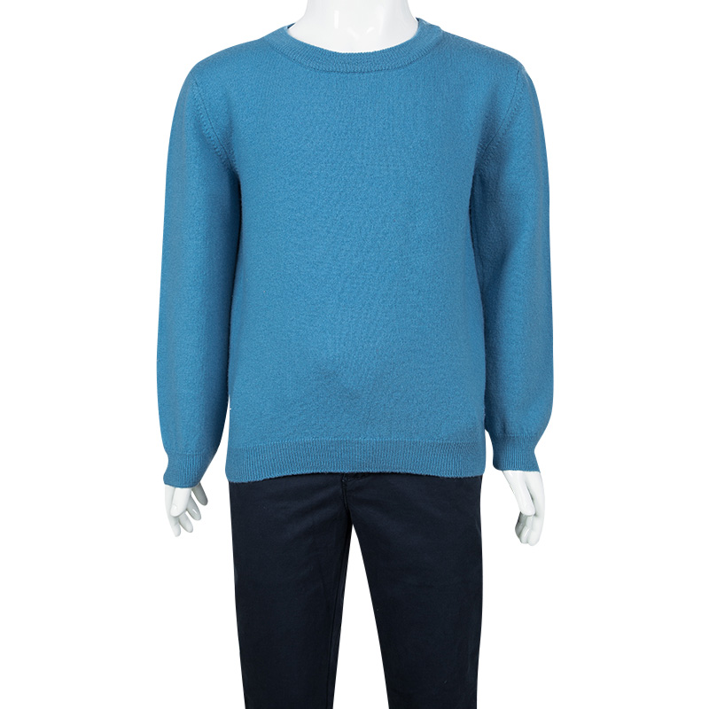 Burberry Children Blue Novacheck Shoulder Patch Detail Sweater 8Yrs