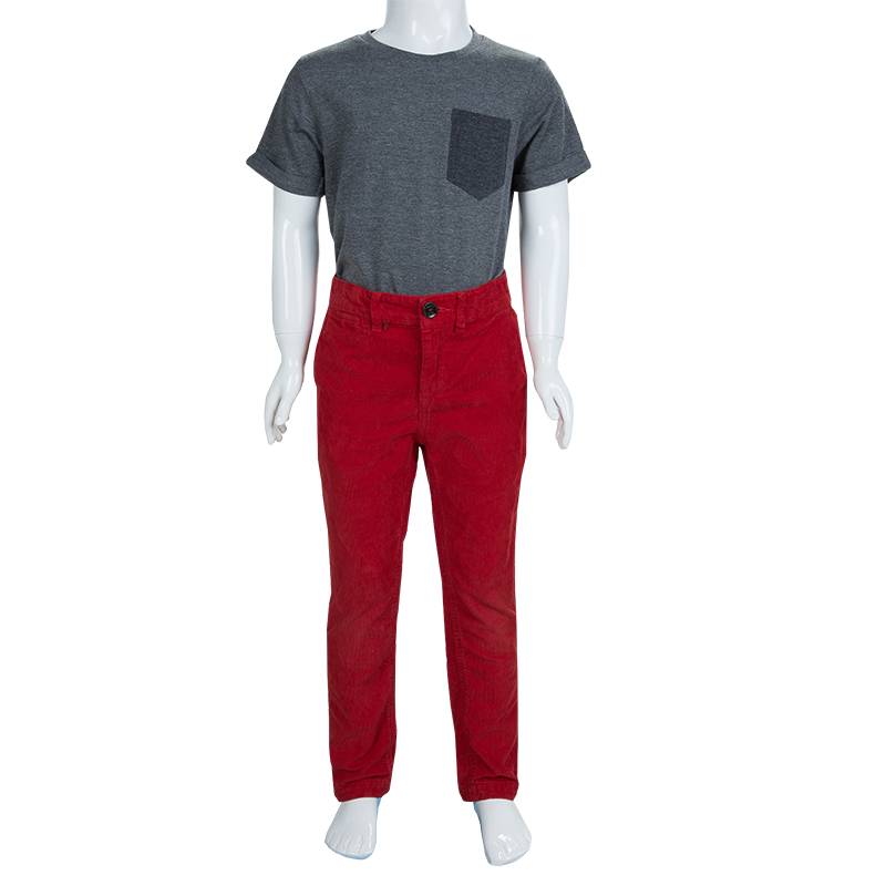 Burberry Children Red Corduroy Trousers 6 Yrs