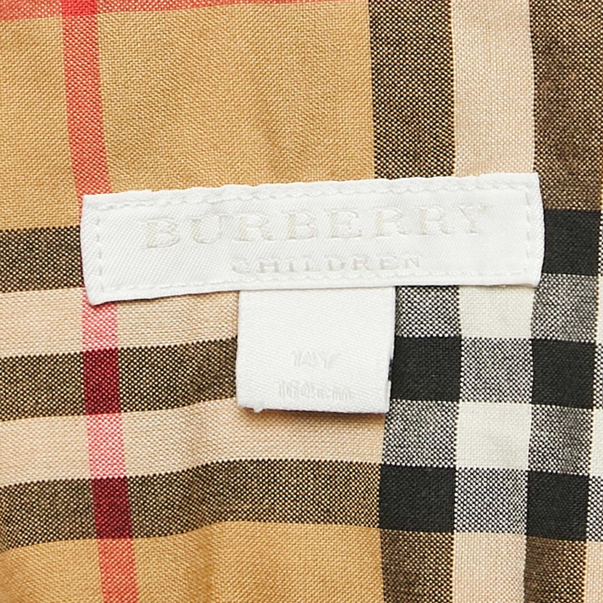 Burberry Brown Plaid Cotton Shirt 14 Yrs