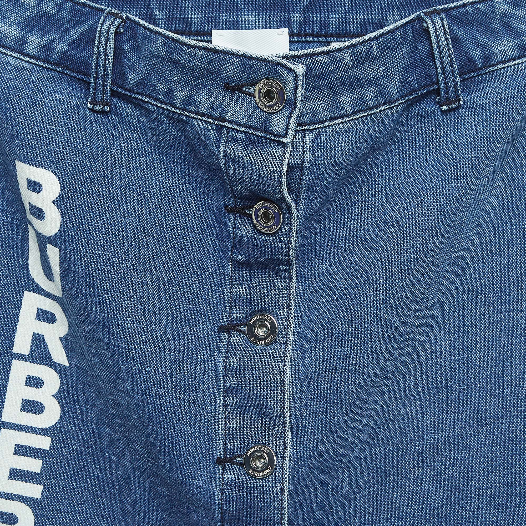 Burberry Blue Logo Print Denim Skirt (12 Yrs)