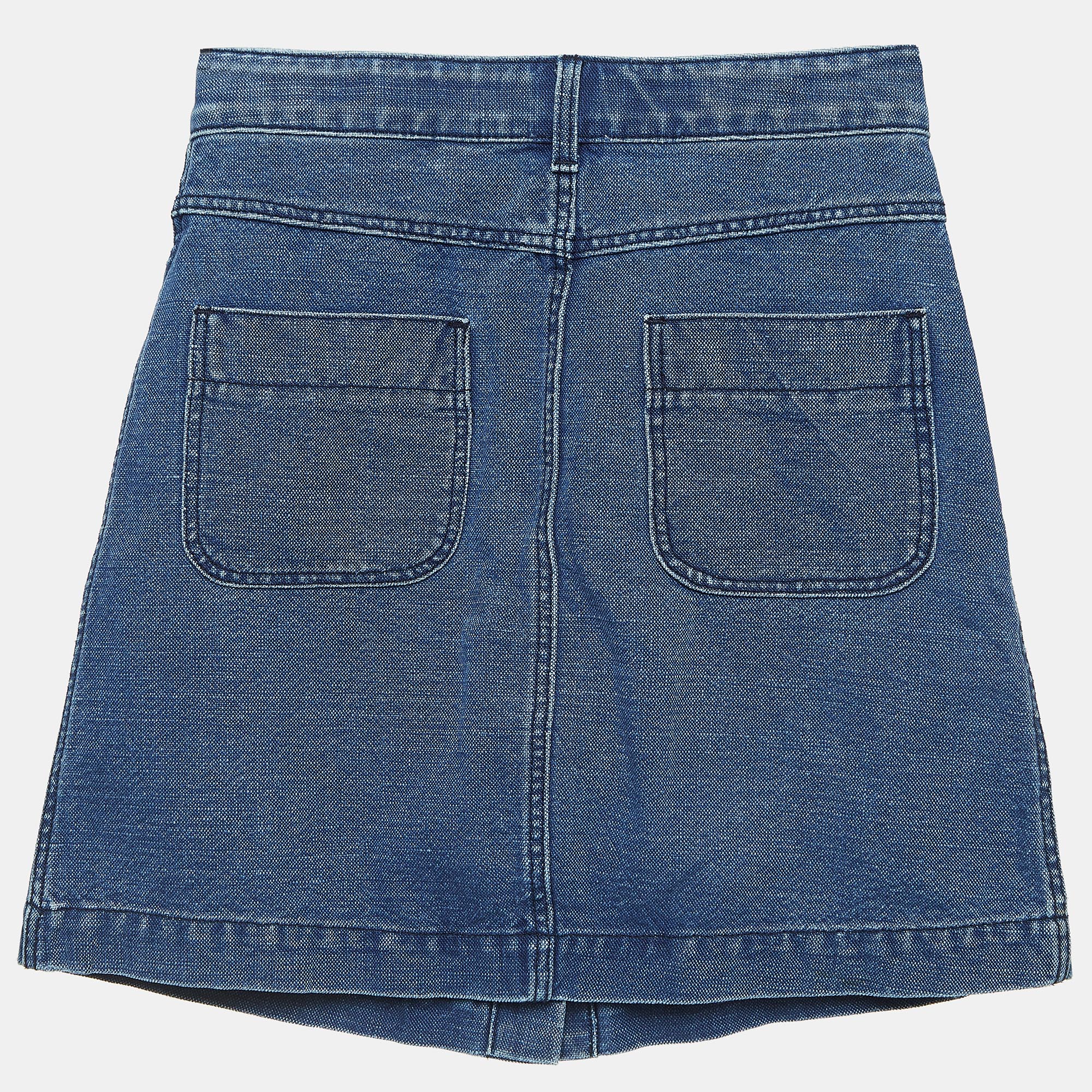 Burberry Blue Logo Print Denim Skirt (12 Yrs)