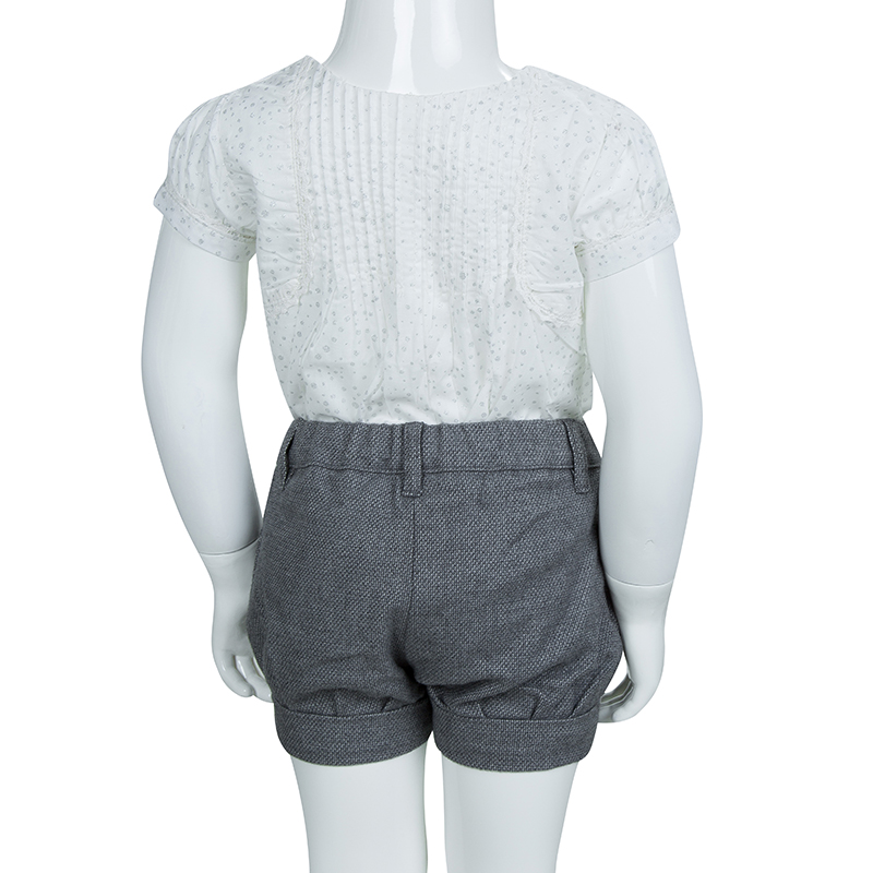 Chloe Grey Textured Cotton Shorts 18 Months