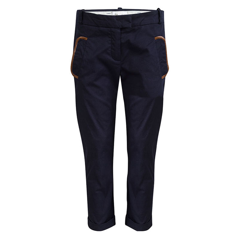 Image of Chloe Navy Blue Pocket Flap Detail Trousers  Yrs