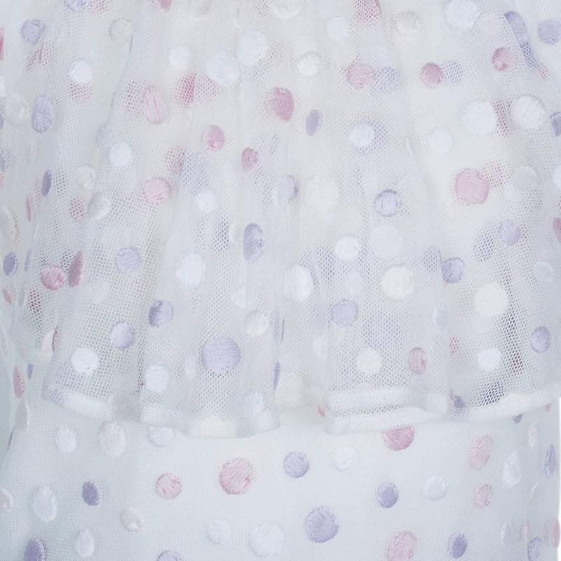 Dior White Mesh Multicolor Polka-Dot Embroidered Top 10 Yrs