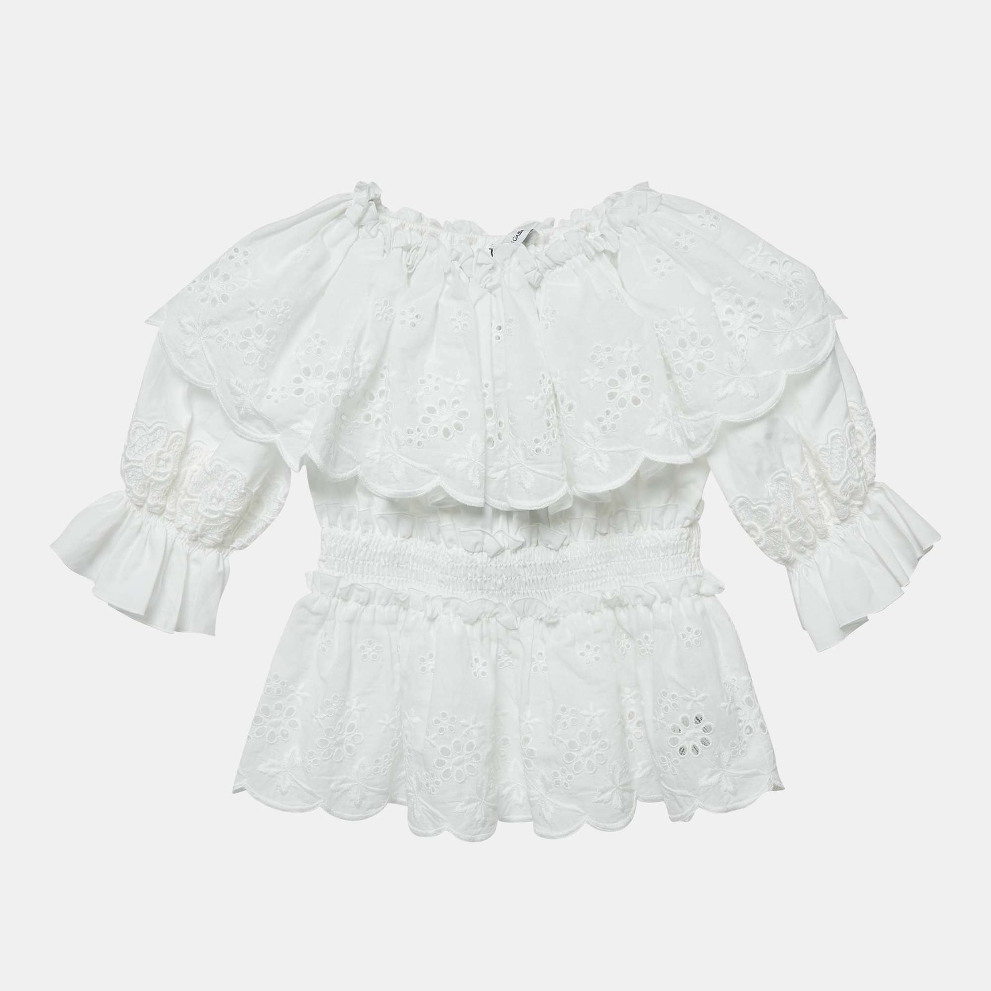 Dolce & Gabbana White Broderie Anglaise Cotton Ruffled Top 4 Yrs
Dolce & Gabbana White Broderie Anglaise Cotton Ruffled Top 4 Yrs