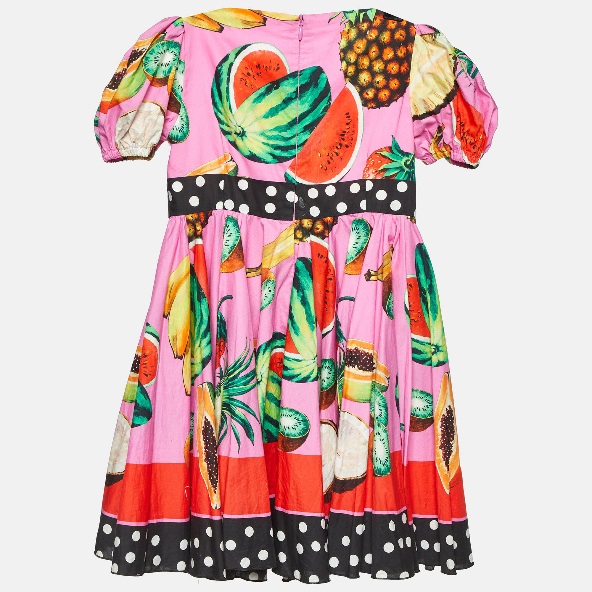 Dolce & Gabbana Kids Multicolor Fruits Print Cotton Dress 5 Yrs