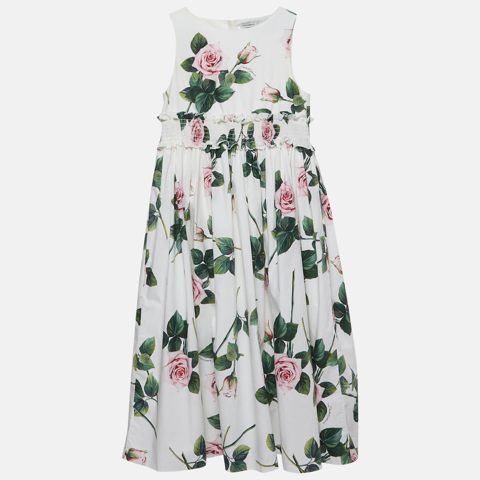 Dolce & Gabbana Kids White Floral Print Poplin Shirred Waist Midi Dress
Dolce & Gabbana Kids White Floral Print Poplin Shirred Waist Midi Dress