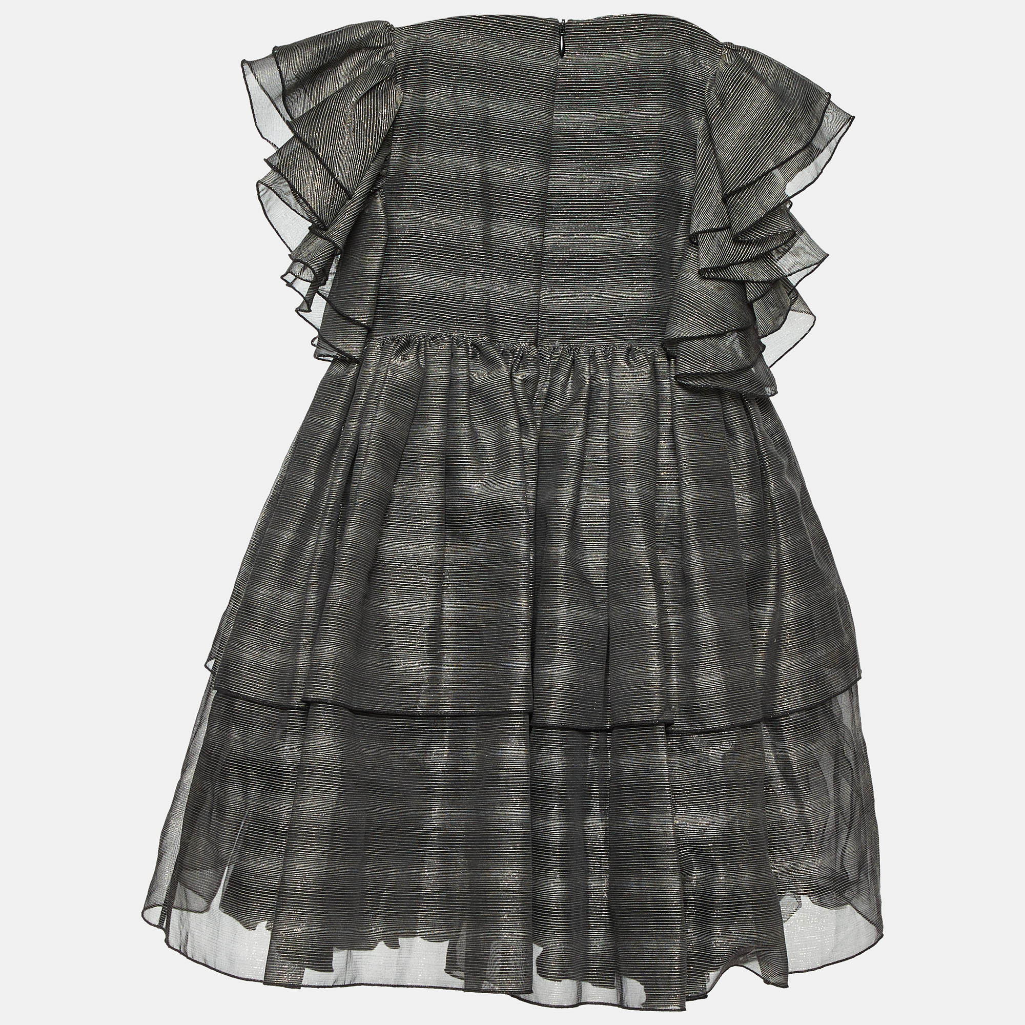 Elie Saab Kids Black Lurex Mesh Flared Dress 6 Yrs