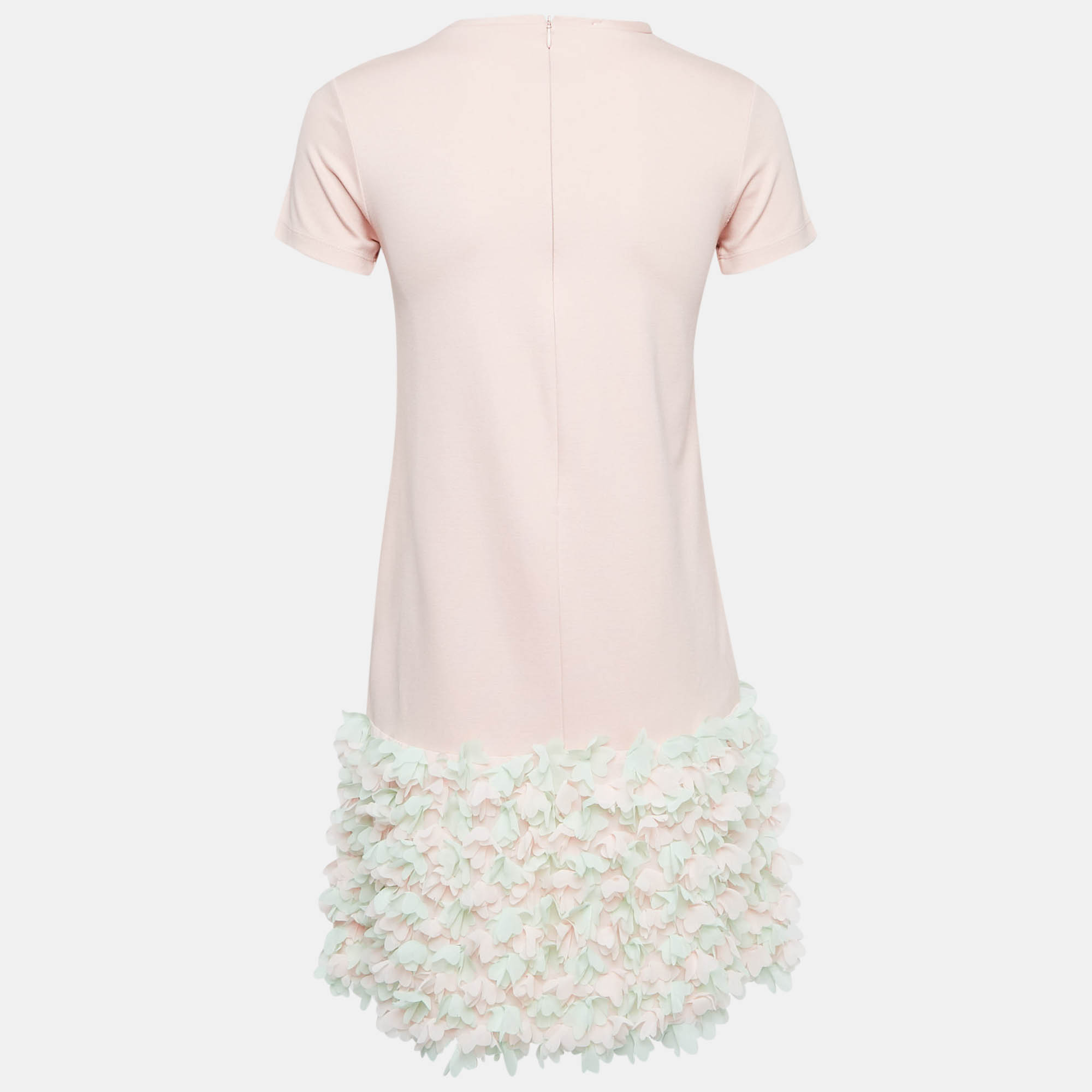 Elie Saab Pink Floral Chiffon Trim Jersey Mini Dress 12 Yrs