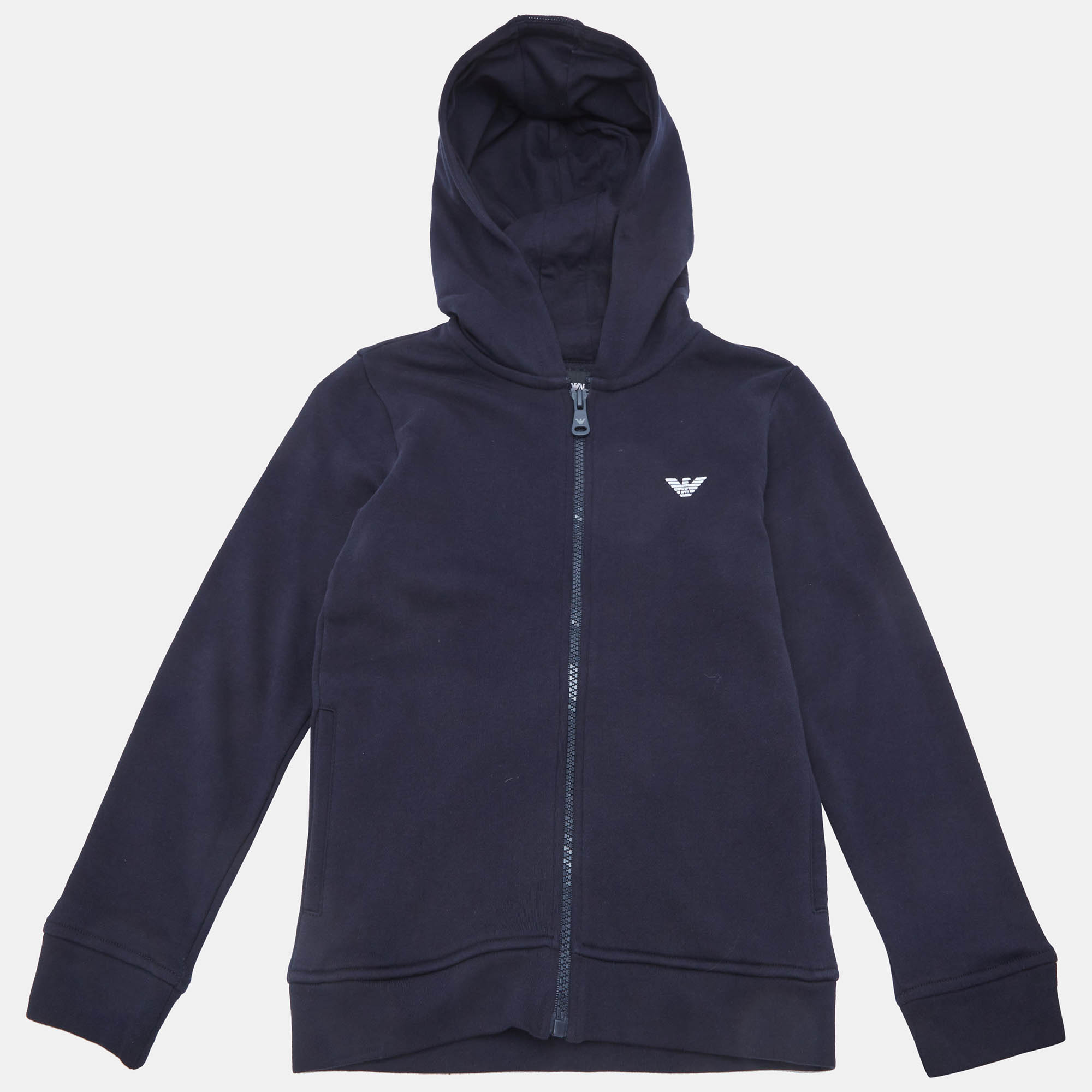 Emporio Armani Kids Navy Blue Logo Trim Cotton Knit Hooded Jacket 8 Yrs
Emporio Armani Kids Navy Blue Logo Trim Cotton Knit Hooded Jacket 8 Yrs