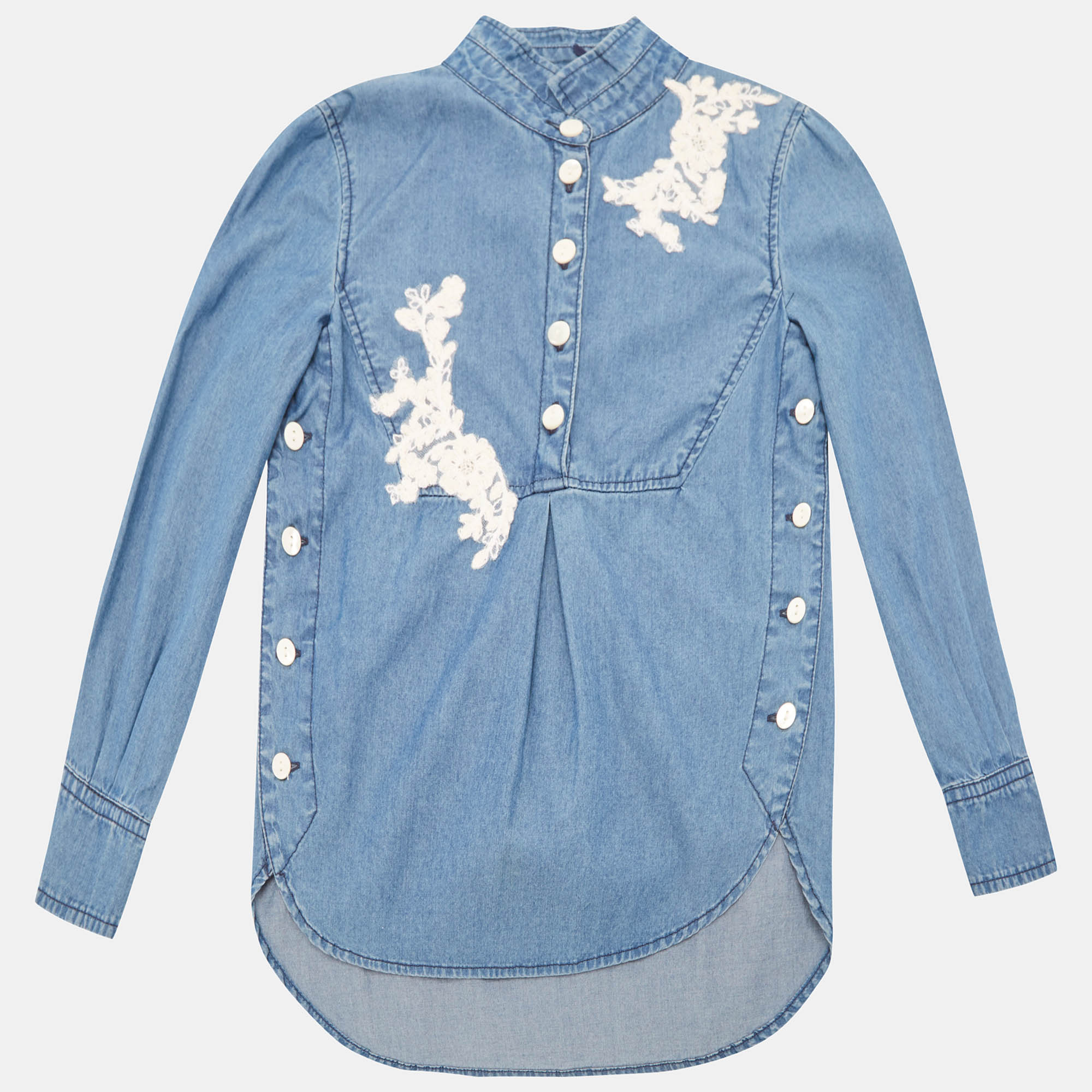 Ermanno Scervino Junior Navy Blue Lace Trim Camicia Blouse 4 Yrs