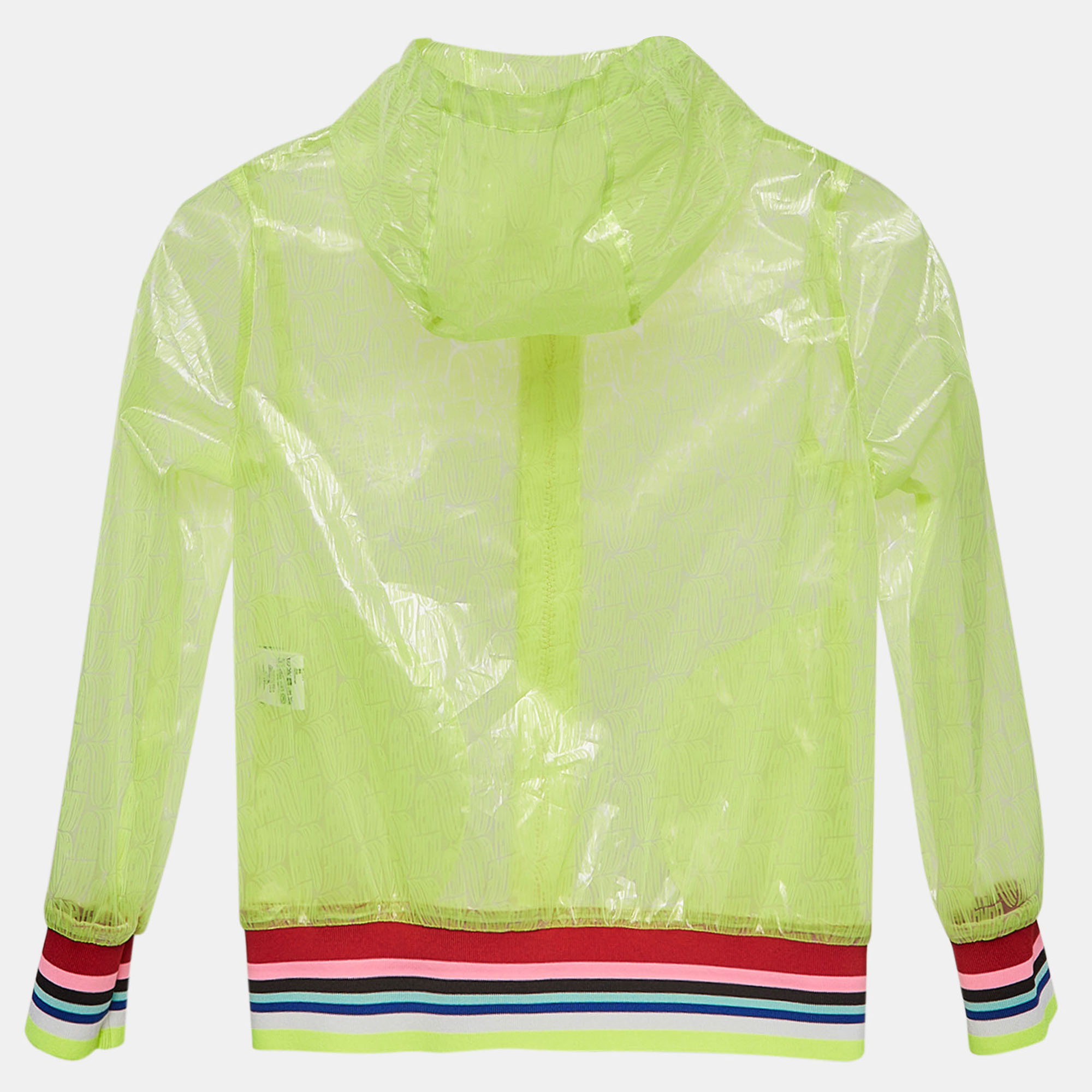 Fendi Neon Green Printed Synthetic Sheer Jacket 9Y