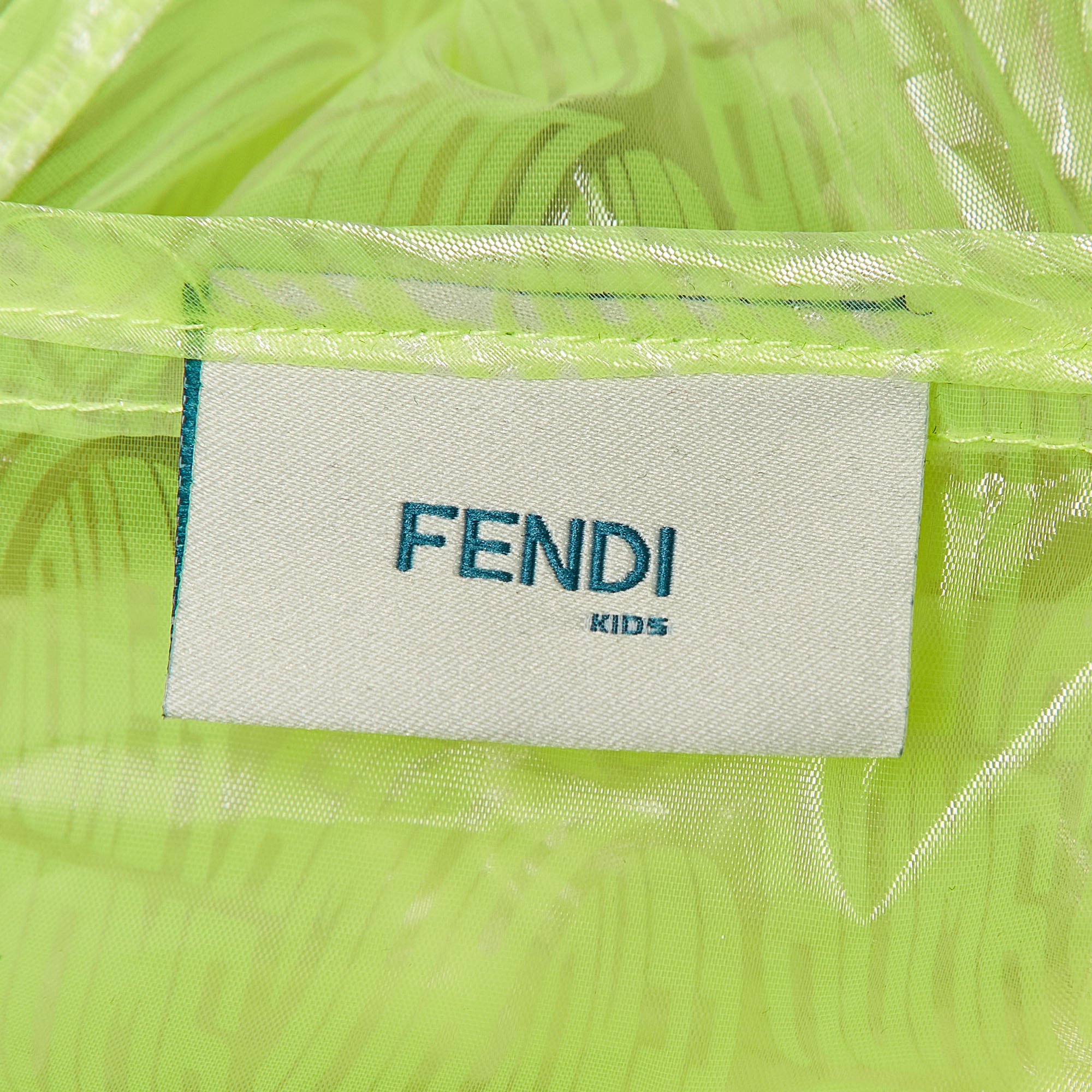 Fendi Neon Green Printed Synthetic Sheer Jacket 9Y