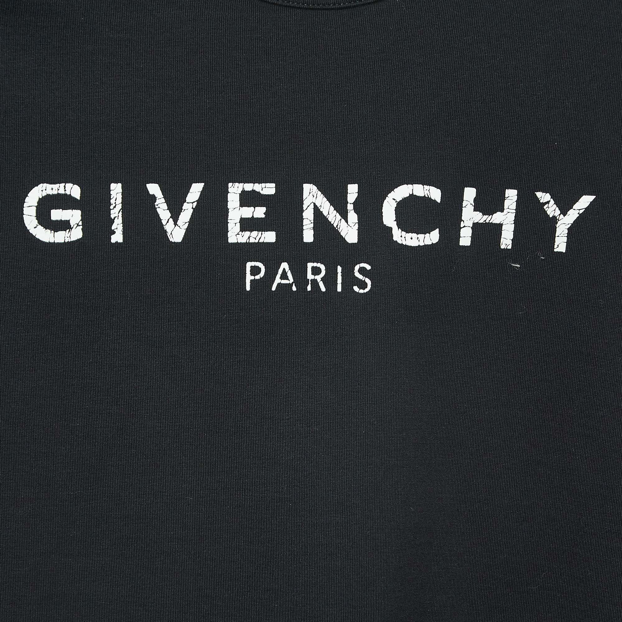 Givenchy Black Cracked Logo Print Cotton T-Shirt (12 Yrs)