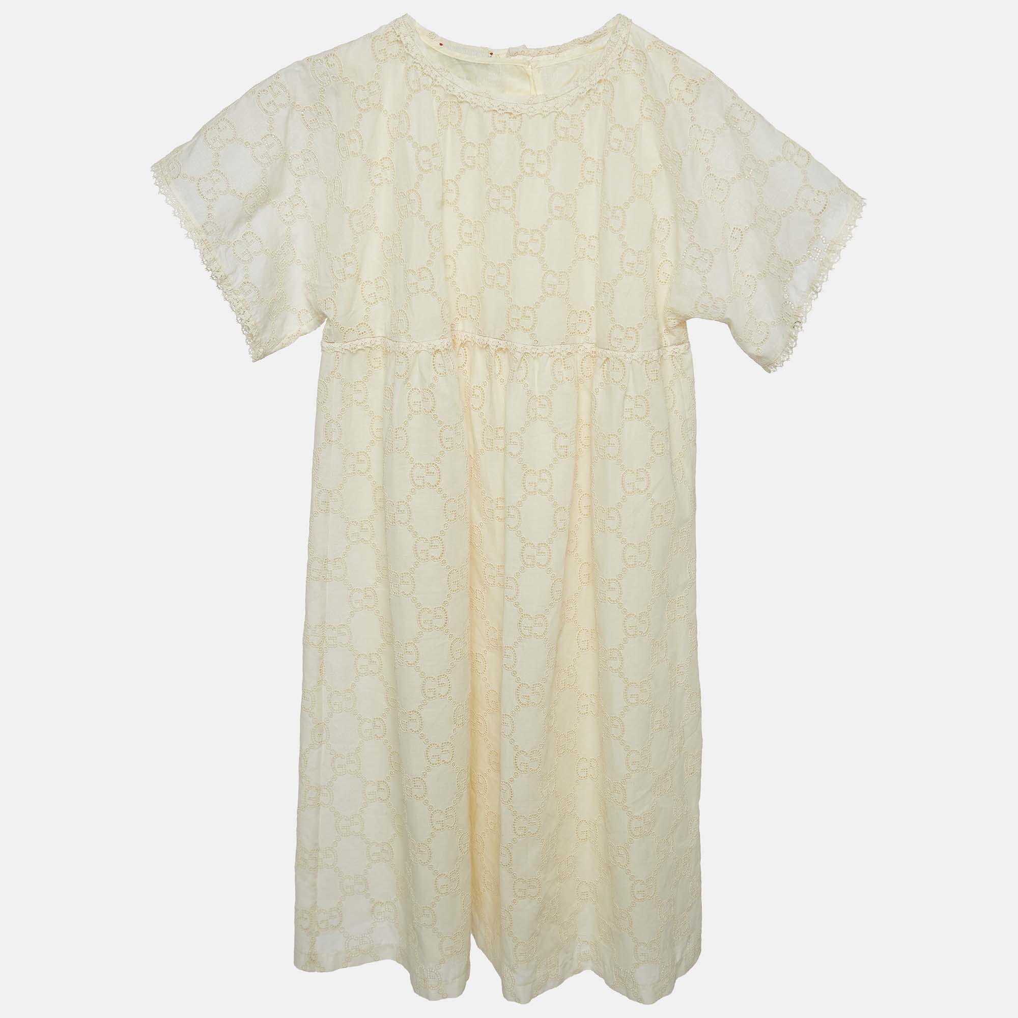 Gucci Cream Eyelet Embroidered Cotton Dress (12 Yrs)