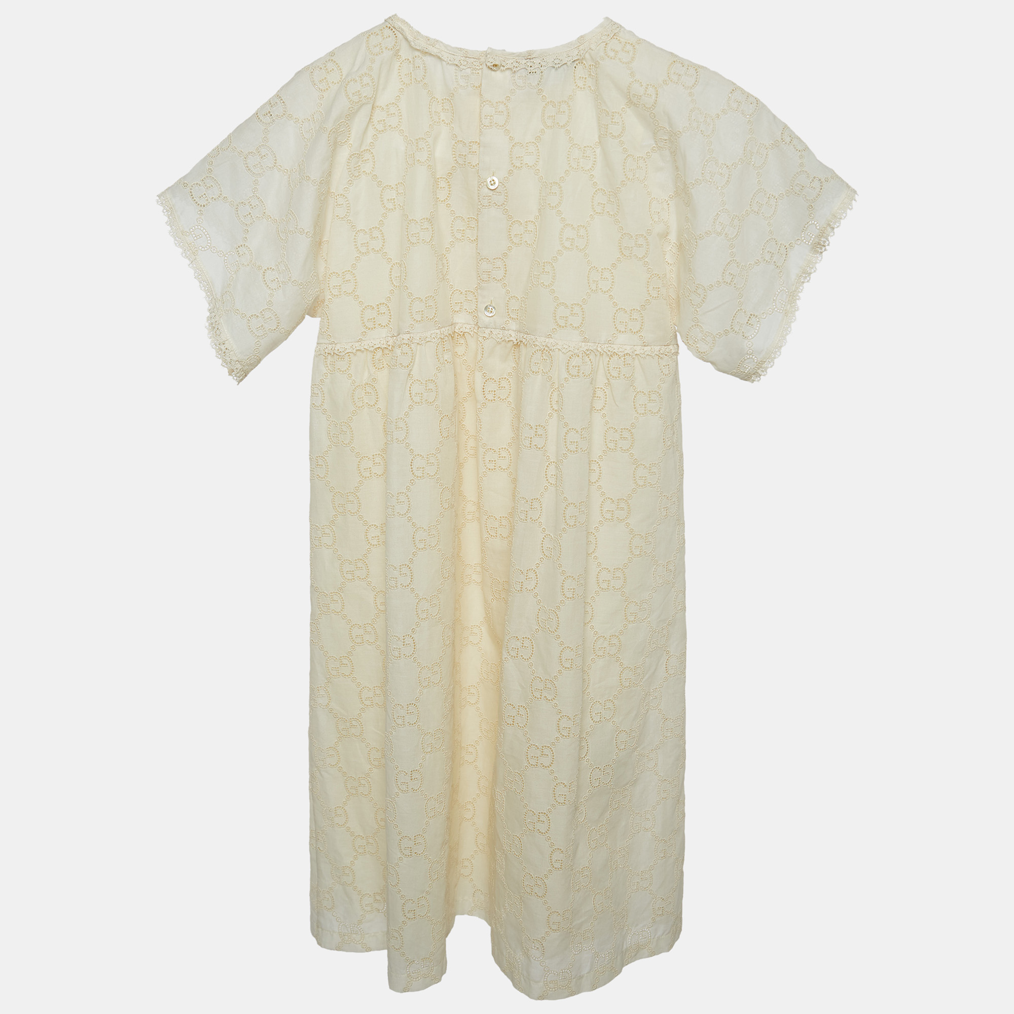 Gucci Cream Eyelet Embroidered Cotton Dress (12 Yrs)