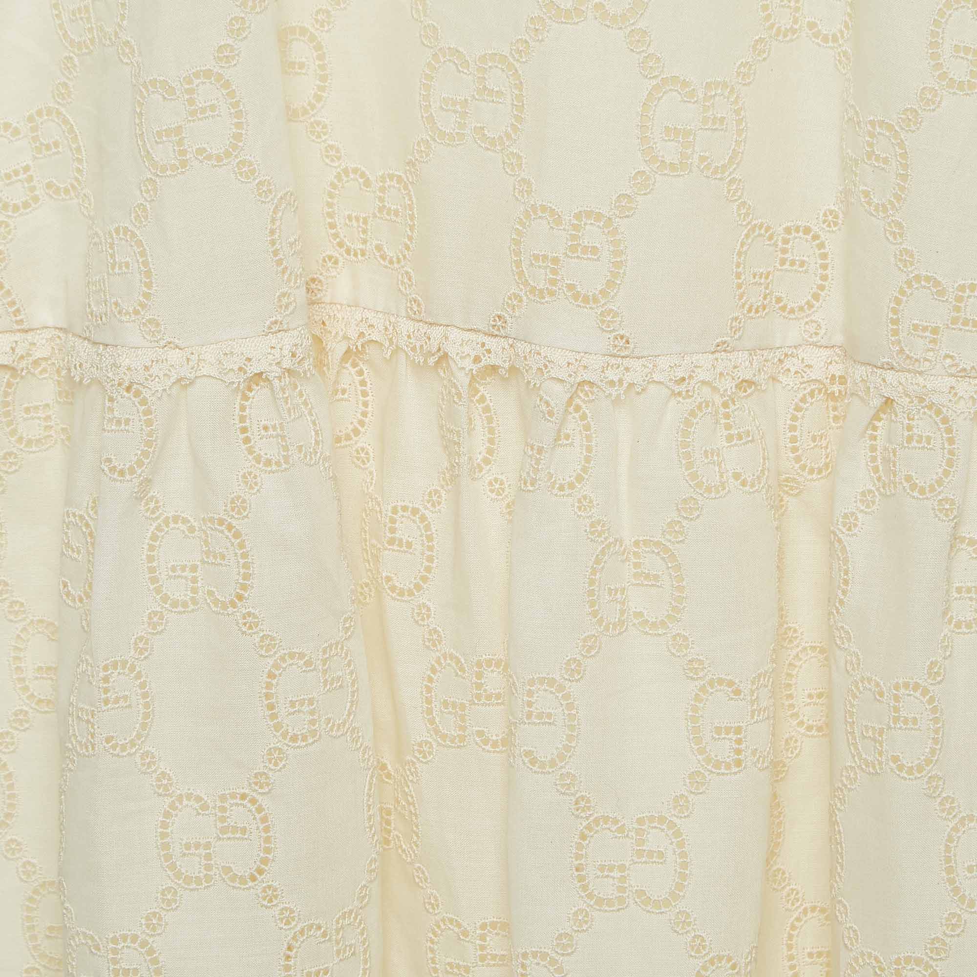 Gucci Cream Eyelet Embroidered Cotton Dress (12 Yrs)