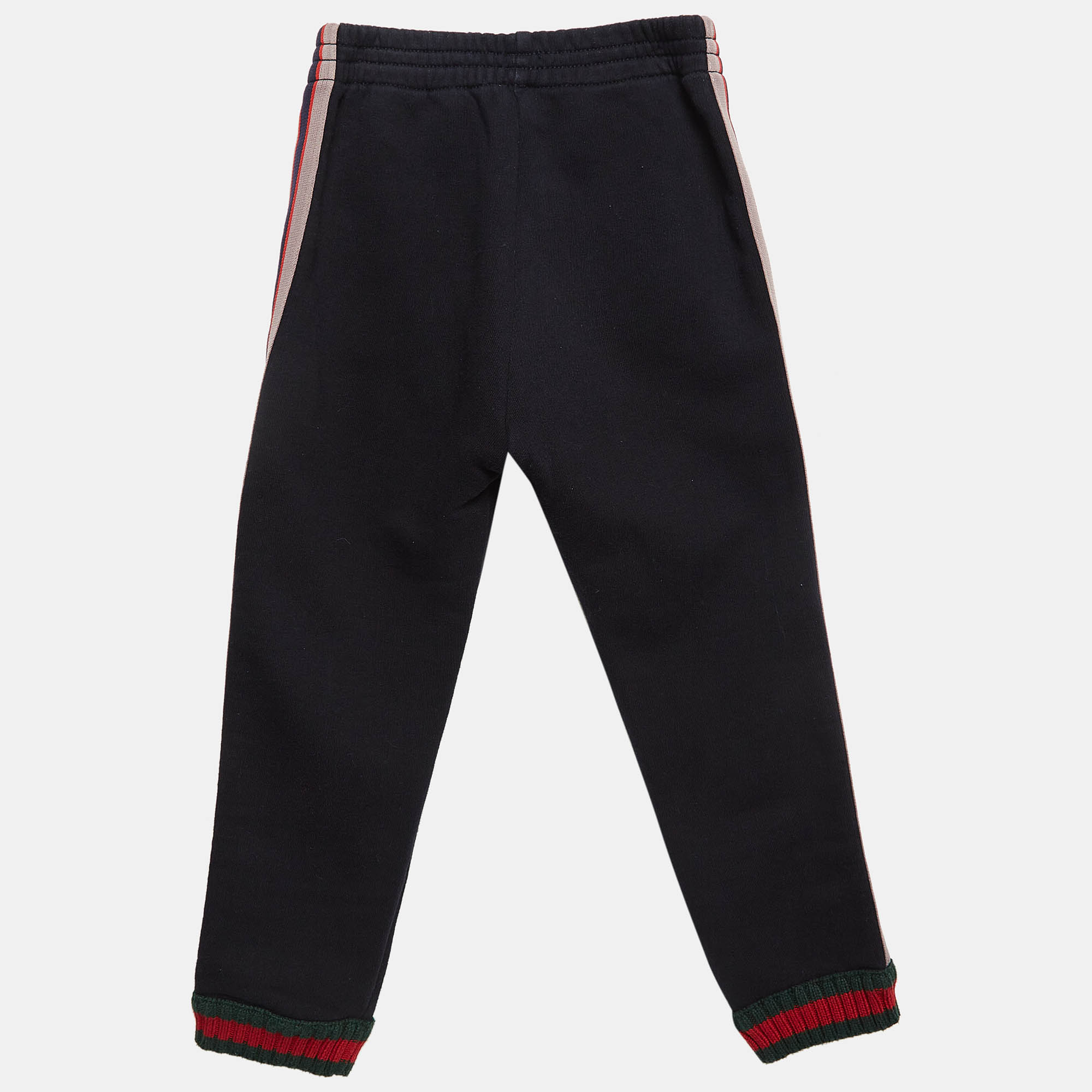 Gucci Navy Blue Cotton Knit Logo Tape Detail Trackpants 6 Yrs