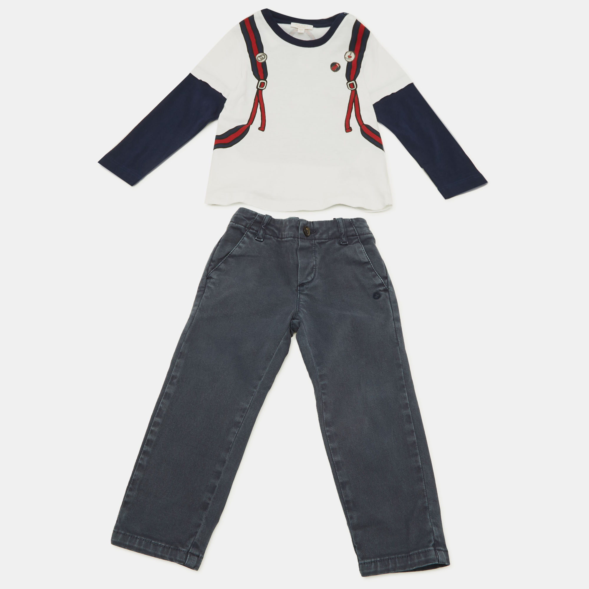 Gucci Kids White / Blue Cotton T-Shirt & Denim Set
Gucci Kids White / Blue Cotton T-Shirt & Denim Set